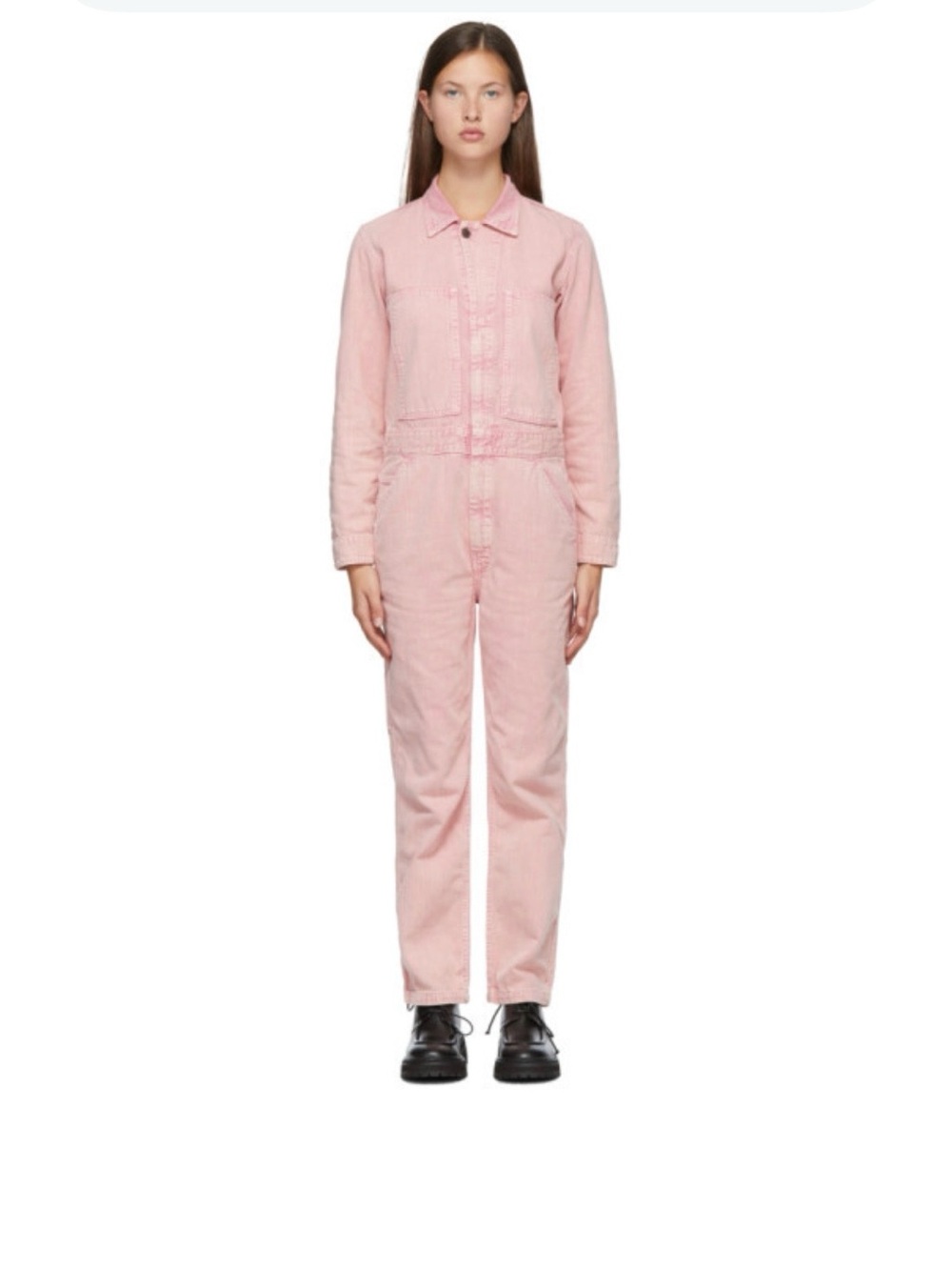 6397 Pink Denim Jumpsuit XS